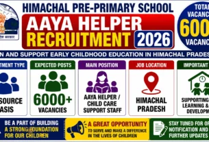 Himachal Pre-Primary School Aaya Helper Recruitment 2026
