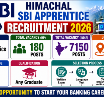 Himachal SBI Apprentice Recruitment 2026 for 180 Posts