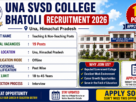 Una SVSD College Bhatoli Recruitment 2026 for 19 Posts