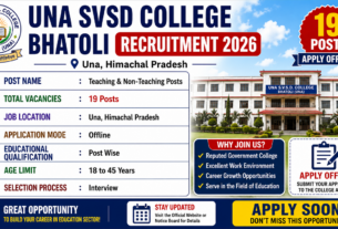 Una SVSD College Bhatoli Recruitment 2026 for 19 Posts